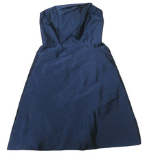 Alfred Sung Gown Dress Womens Sz 6 Strapless Sateen Blue Knee Length Prom Formal