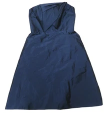 Alfred Sung Gown Dress Womens Sz 6 Strapless Sateen Blue Knee Length Prom Formal