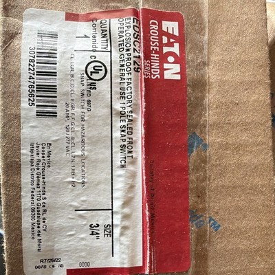 Eaton Crouse-Hinds DSC2728 Explosion Proof Snap Switch 20A 120/277VAC