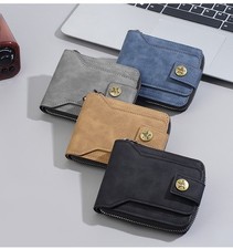 Mens Wallet Secure Leather Bifold Zip Around Wallets Credit Card Holder Purse