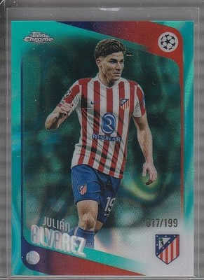 2025-26 Topps Chrome UEFA Club Competitions #154 Julián Alvarez Aqua Lava #/199