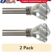 Adjustable Curtain Rod W/ Faceted Finials No Drill Installation 30-84in New