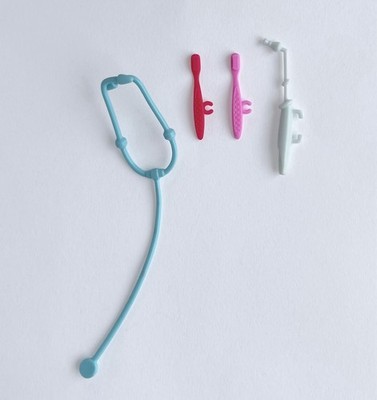Vintage Dentist Barbie Accessories Toothbrush Set Polisher Doll Stethoscope
