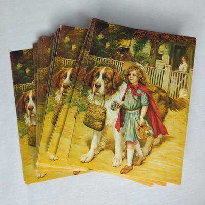 Lot of 120 - Vintage To School Well Fed The Girl & Dog  Print Picture