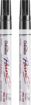 Permanent Paint Pens Black Markers - 2 Pack Single 1 Count (Pack of 2), 