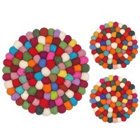 Filzkugel Untersetzer Set 3 StüCk Filz Deko KüChe Tisch 20Cm 10Cm Handgefertigt