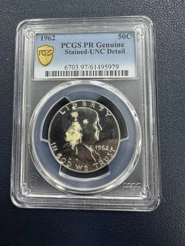 1962 Franklin Half Dollar PCGS Genuine UNC Detail Original Mint Packing Residue!