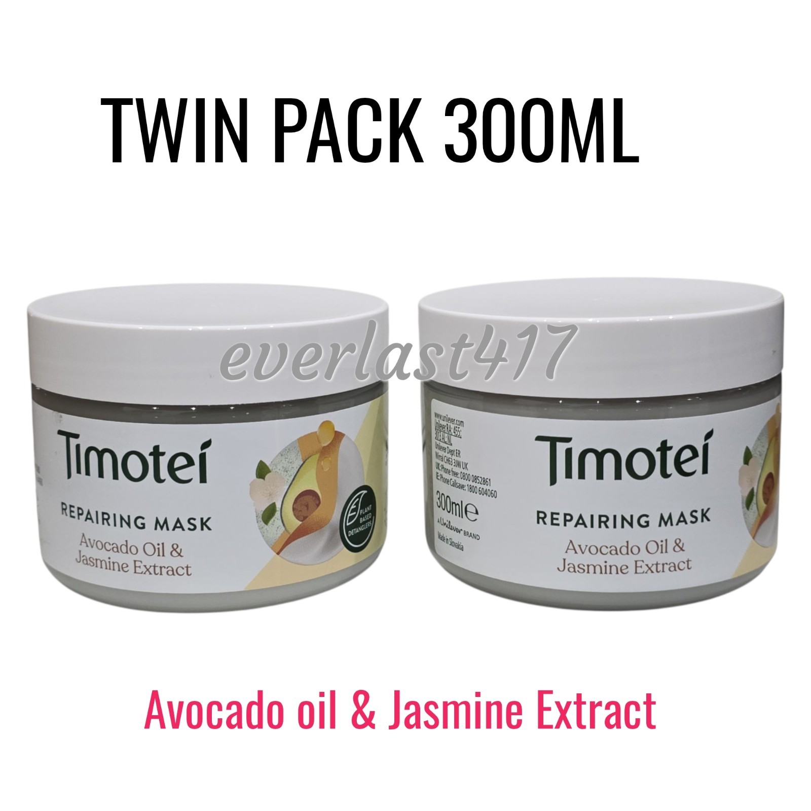 Timotei Repairing Hair Mask Avocado Oil Jasmine Extract 300ml Twin Pack