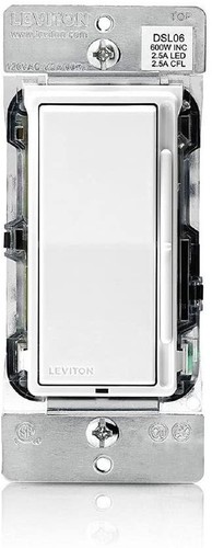 Leviton Decora 600-Watt Single-Pole/3-Way Universal Rocker Slide Dimmer, White/L