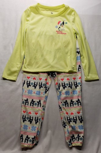 SO "Happy Pawlidays" Cozy Tee And Jogger Pajama Set Girls' Size XS(6-6X)- New