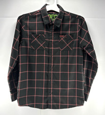 Dixxon Flannel Shirt DFC Youth Division Boys Large Black Pearl Snap Collared