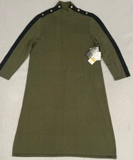 NWT Nine West Womens Sweater Dress S Green A-line 3/4 Sleeve Shoulder Snaps