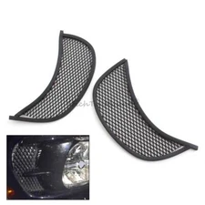 Black 2x Front Headlight Fairing Vent Screen Grill For Harley Touring Road Glide