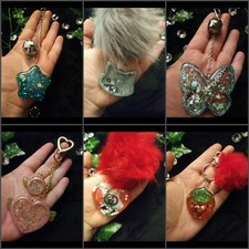 LOOK CUSTOM HANDMADE UV RESIN SHAKER KEYCHAINS AND JEWELRY PRICES VARY 10- 25