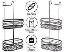 Over Shower Caddy 2 Tier Oval Hanging Basket Bathroom Storage Organiser Rack