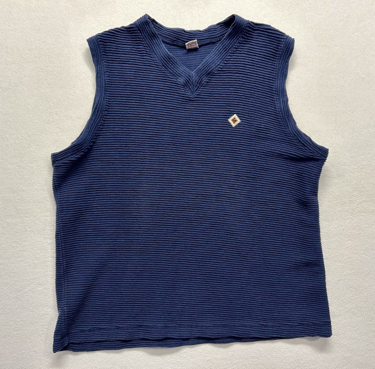 Vintage Stussy Sweater Vest Mens Medium Blue Pullover Logo 90s