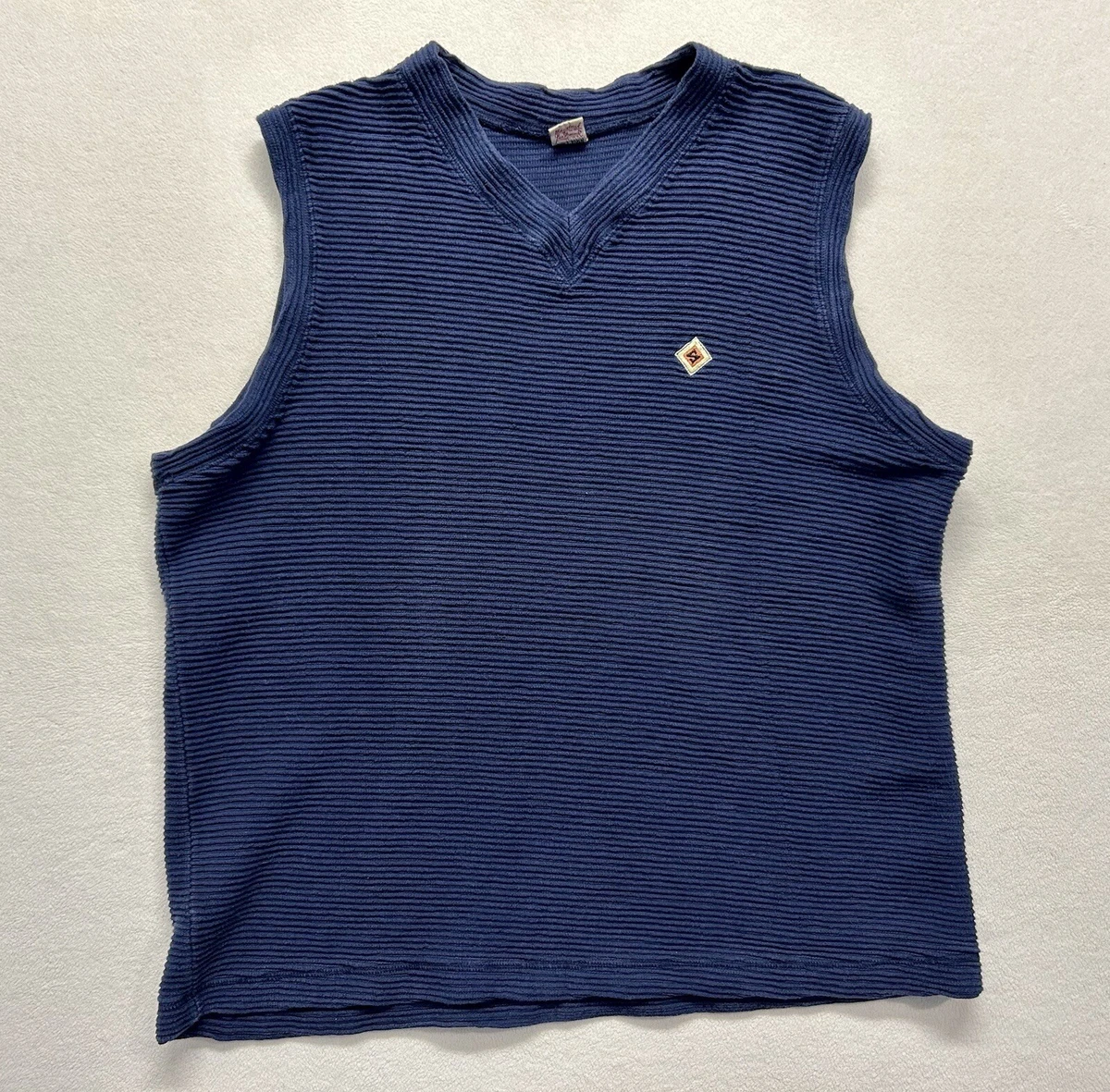 Vintage Stussy Sweater Vest Mens Medium Blue Pullover Logo 90s