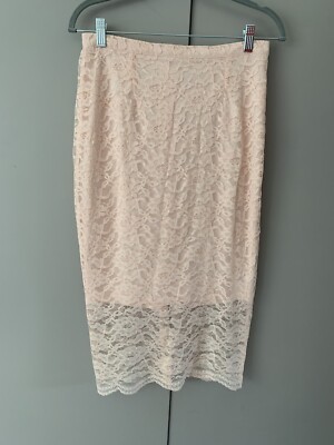 M&S Pretty Lace Effect Pink Pencil Skirt Size Wedding Outfit Long Skirt  UK