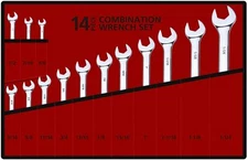 14Pc Premium Extra Long Large Size SAE Inch Combination Wrench Set, Fractional S