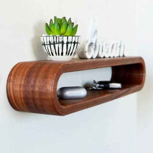 Geometric wood wall shelf online