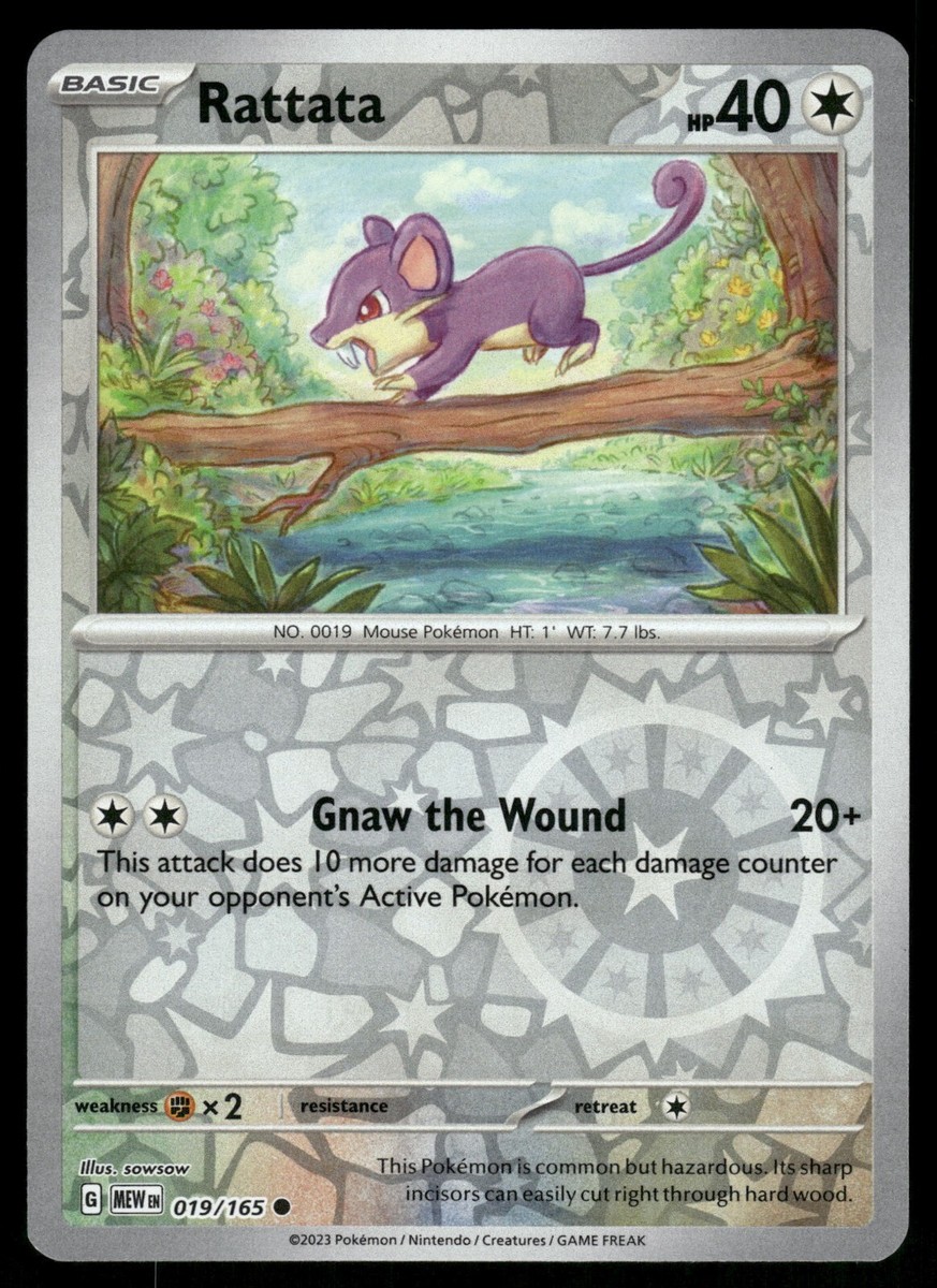 Rattata Reverse Holo NM 019/165 Scarlet & Violet 151 Pokemon Card