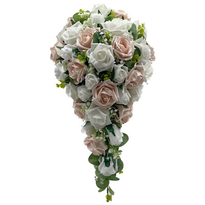 Künstliches Hochzeit Blumenpaket Mokka Rosa & Weiß Blumenstrauß Posy Handarbeit