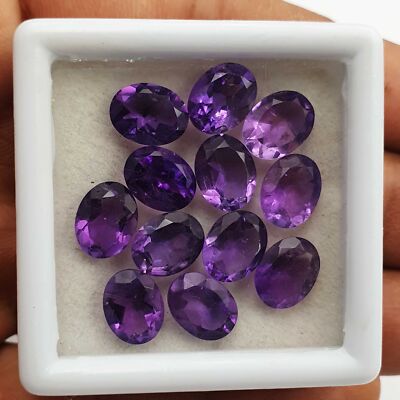 Natural African Amethyst Oval Cut Loose Gemstone Lot 12 Pcs 7*9 MM 20.50 CT