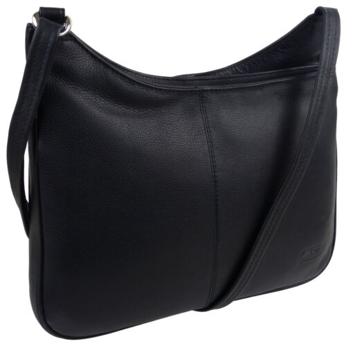 Ladies Soft Black Leather Cross Body Handbag by GiGi Marc Chantel Collection - Picture 1 of 6
