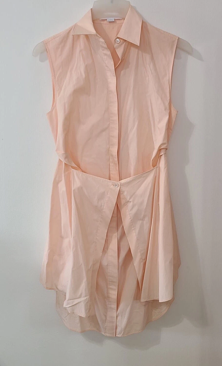 Alexander Wang Mini Camicia Decostruita Abito Rosa Asimmetrico Taglia 0