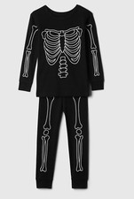 NWT BABY GAP KIDS BLACK Glow in Dark Halloween SKELETON PAJAMAS UNISEX PJ'S SZ 2