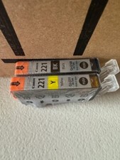 New Genuine Canon CLI-221BK Black  CLI-221Y Yellow Ink Cartridges Sealed