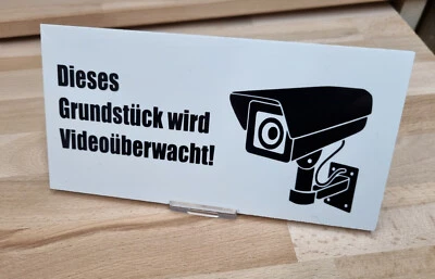 Dieses Grundstück wird Videoüberwacht Schild Schilder PVC Hartschaum Hof Weiss