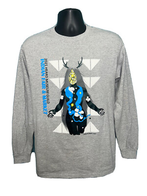 Heard Museum Guild L/S Shirt Gray M Indian Fair Market Art Damian Jim Navajo A9