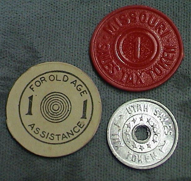 Tax Sales Tokens Lot Old Age Assistance Oklahoma Utah Missouri Emergency Coin