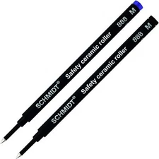 Schmidt 888 Safety Ceramic Rollerball Refill- Black, Blue (Tip 0.7mm)- Pack of 2