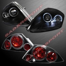 Black Halo Projector Headlights Taillights For 2000-2002 Mitsubishi Eclipse Black Halo Projector Headlights Taillights For 2000-2002 Mitsubishi Eclipse