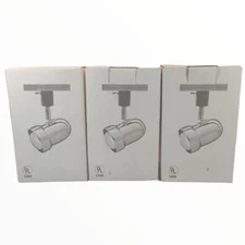 Track Lighting  Polished Brass Round-Back and Black Baffle Track R30 Set Of 3