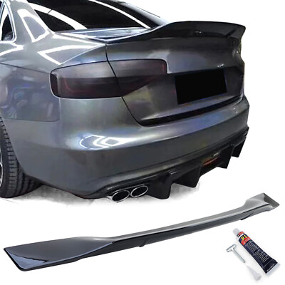 Für Audi A4 8K B8 Limo 2007-2015 Heckspoiler Spoilerlippe Ducktail SCHWARZ GLANZ