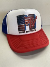 De colección MTV Trucker Hat 4 de Julio Sombrero Snapback Sin Usar Rojo Blanco Azul Gorra Nuevo