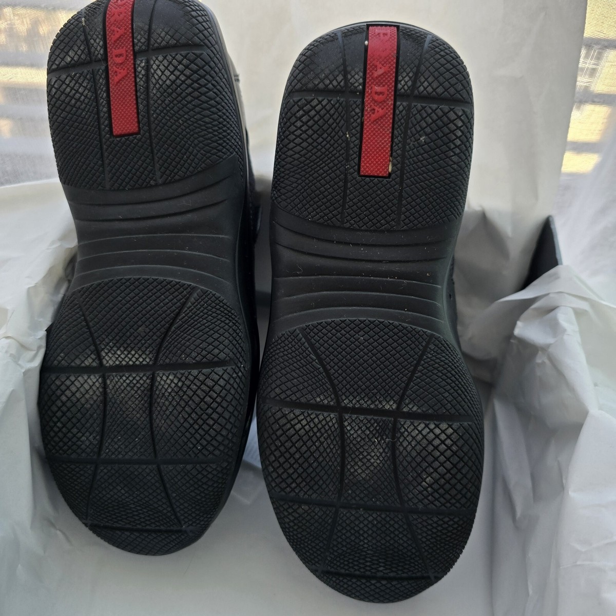 Kids Prada America's Cup Black Leather Shoes Sneakers Size 33 20.7