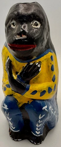 Vtg Mexican OAXACA FOLK ART Barro Negro Chango  MONKEY MEZCAL BOTTLE