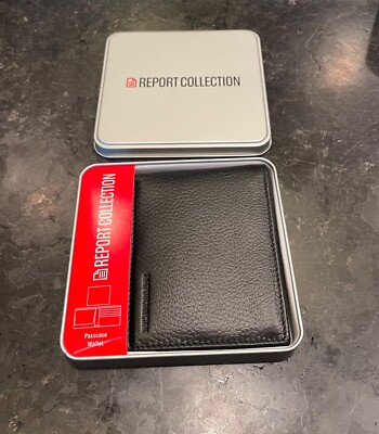 Men's BiFold Wallet Genuine Black Leather New Gift Box