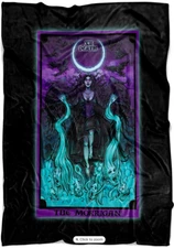 Morrigan Blanket Death Tarot Card Celtic Witchcraft Pagan Witch Throw (60x50)