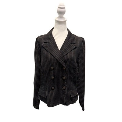Ralph Lauren Vintage Black Striped Denim Equestrian Jean Jacket Horse Buttons XL