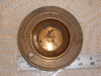 Antique Art Deco Trinket Change Tray Brass Ashtray 1953 Target Award, Copper?