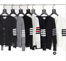 TB 2025 new Men Women Striped Cardigan Sweater wool 4 bars