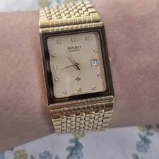 RADO Vintage Silver Gold Quartz Watch Men Women Square Swiss Official