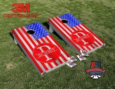 Custom Personalized Name American Flag Cornhole Board Vinyl Wrap Skins Laminated