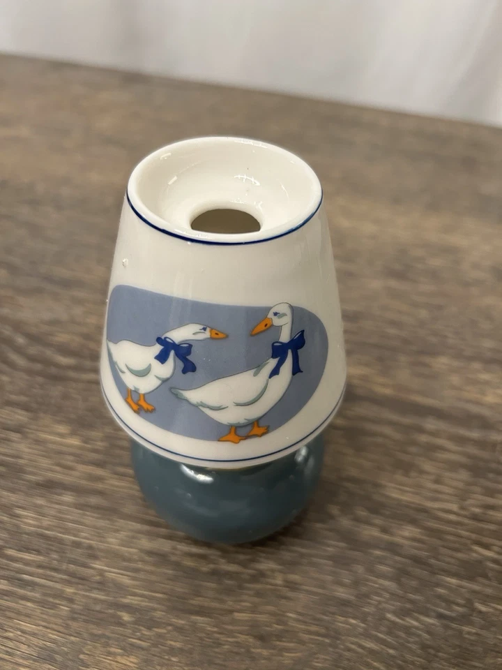 Candelabro votivo de ganso azul brillante suave perfumado lámpara vidrio nuevo stock antiguo Foto 4 de 4