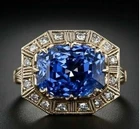 Art Deco Antique Vintage 3.30 Ct Natural Sapphire Engagement Ring 925 Silver